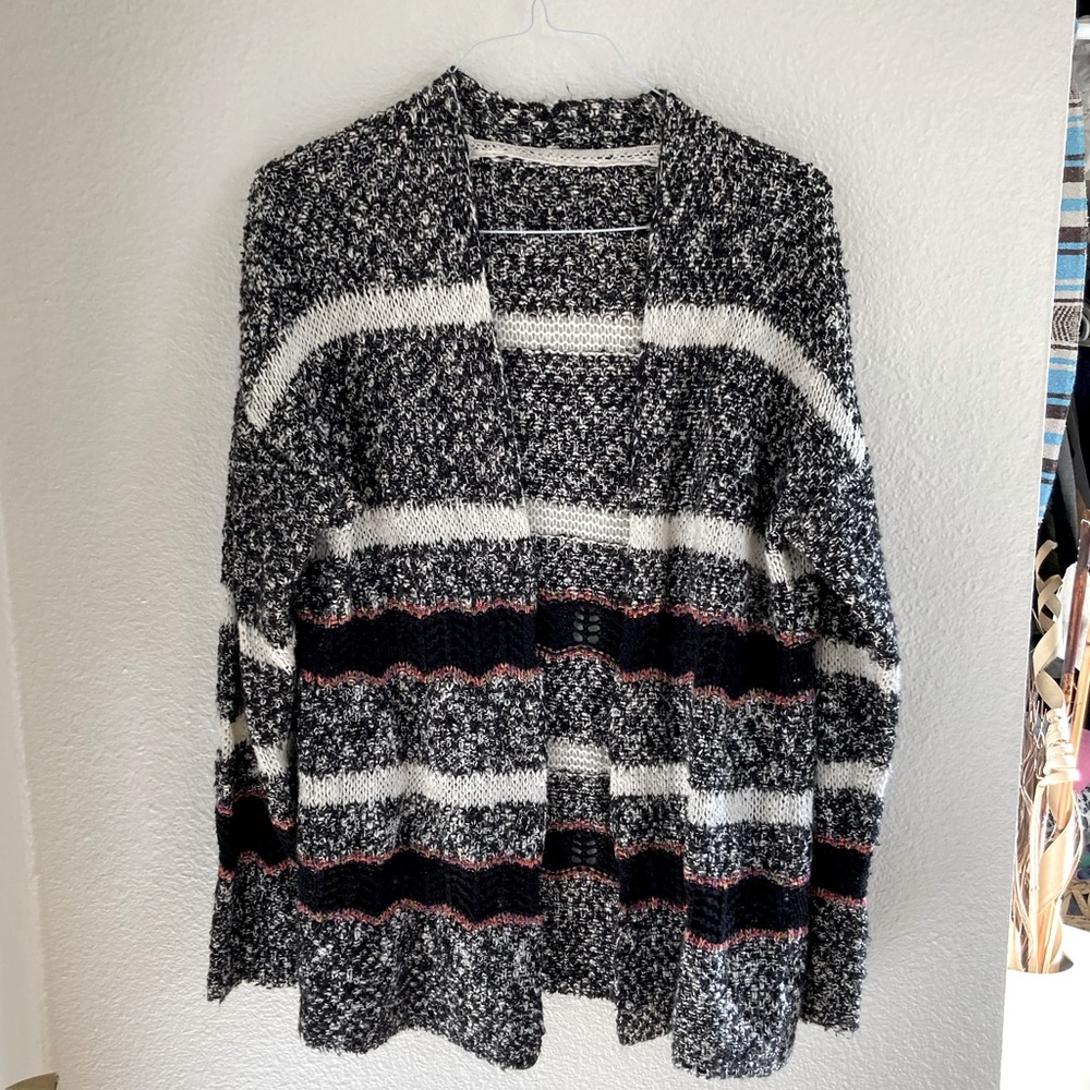 Knit Stripe Long Cardigan | L